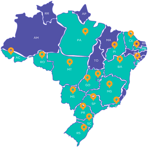 Mapa de franquias Baby Gym no Brasil